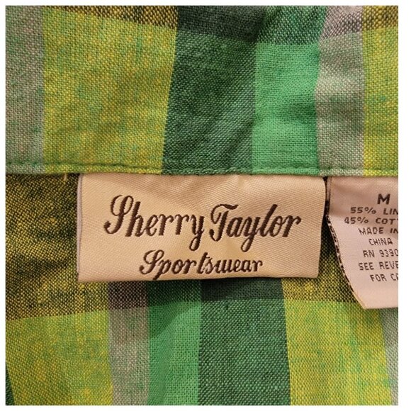 Sherry Taylor Checked Plaid Belted Shirt, Green, Size M, NWT - Picture 6 of 16